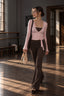 Wrap V Neck Long Sleeve Fitted Blouse