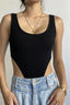 Slim U Neck High Slit Tank Bodysuit
