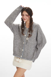 Vintage Collared Open Front Knit Top