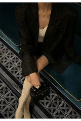 Chic Single-Breasted Sequin Blazer