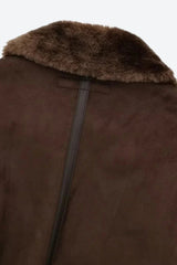 Faux Fur Collar Zip-Up Jacket