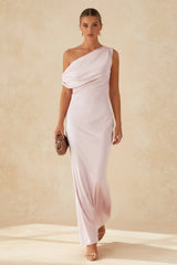 Solid Asymmetric Neckline Formal Dress