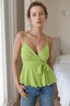 V Neck Waist Tie Wavy Hem Cami Top