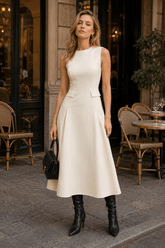 Elegant A Line Flared Sleeveless Work Dress