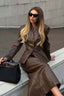 Vintage Tailored Waist Cinched Leather Coat