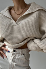 Long Sleeve Collar Knit Sweater