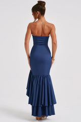 Strapless Slit Back Bodycon Prom Dress