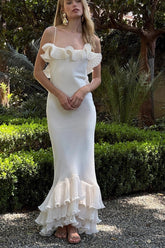 Sexy Ruffled Backless Spaghetti Strap Formal Dress