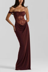 Sexy Lace Panel Tank Maxi Bodycon Dress