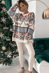5-Color Block Christmas Striped Sweater
