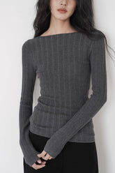 Lightweight Grey Fitted Knit Top