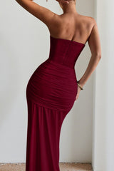 Sexy Strapless Backless Ribbon Elegant Formal Dress