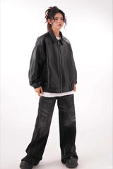 Vintage PU Leather Lapel Jacket