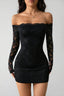 Off Shoulder Lace Long Sleeve Mini Dress