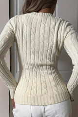 Casual Cable Knit V Neck Sweater