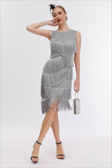 Vintage Beaded Fringe Party Dress