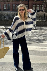 V-Neck Patchwork Knit Cardigan