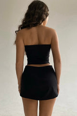 Off Shoulder Bandeau Slim Short Bust Skirt Two Piece Set