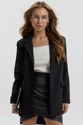 Lightweight Single Button Draped Blazer