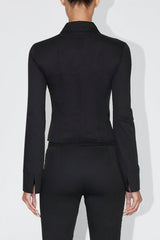 Casual Zip Front Square Neck Long Sleeve Top