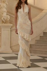 V Neck Halter Mermaid Reception Dress