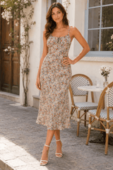 Spaghetti Strap Midi Slim Floral Dress