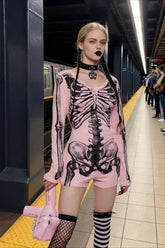 Halloween Skull Print Bodysuit T-Shirt