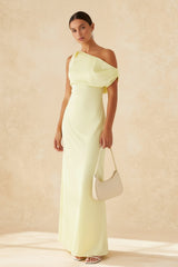 Solid Asymmetric Neckline Formal Dress