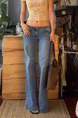 Retro Washed Low Waist Flared Jeans