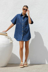Short Sleeve Shirt Denim Dress