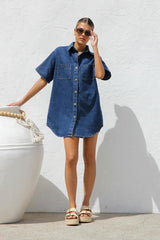 Short Sleeve Shirt Denim Dress