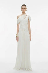 One Shoulder Asymmetric Slip Prom Dress
