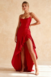 Asymmetric Spaghetti Strap Party Dress