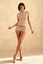 Plaid Short Sleeve Shorts Two Piece Set