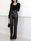 High Waist Graceful Faux Leather Pants Black / XS Pants