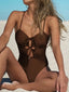 Hollow Out Bandage One Piece brown / S