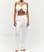 Loose White Satin Bow Skirt Two Piece Set WHITE / S