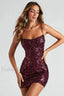 Marie Cowl Neck Charming Sequin Mini Dress XS / Plum