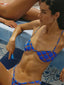 Plaid Printed Low Waist Bikini Set blue / S