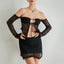 Sexy Crochet Knit Bodycon Skirt Two Piece Set Black / S