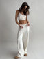 Sexy Pajama Crop Nightwear Two Piece Set WHITE / S
