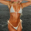 Shiny Bandage Triangle Bikini Set blue / S