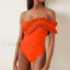 Solid Ruffle Yellow One Piece orange / S