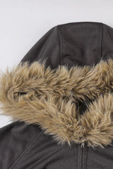 Street Style Fur Trim Sweatshirt Jacket