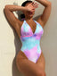Tie Dyed Fluorescent V neck One Piece blue / S