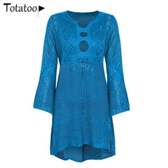 DressBetty - Summer Long Sleeve Back See Through Mini Dress