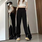 Y2K Contrasting Colors Straight Mopping High Waist Sweatpants