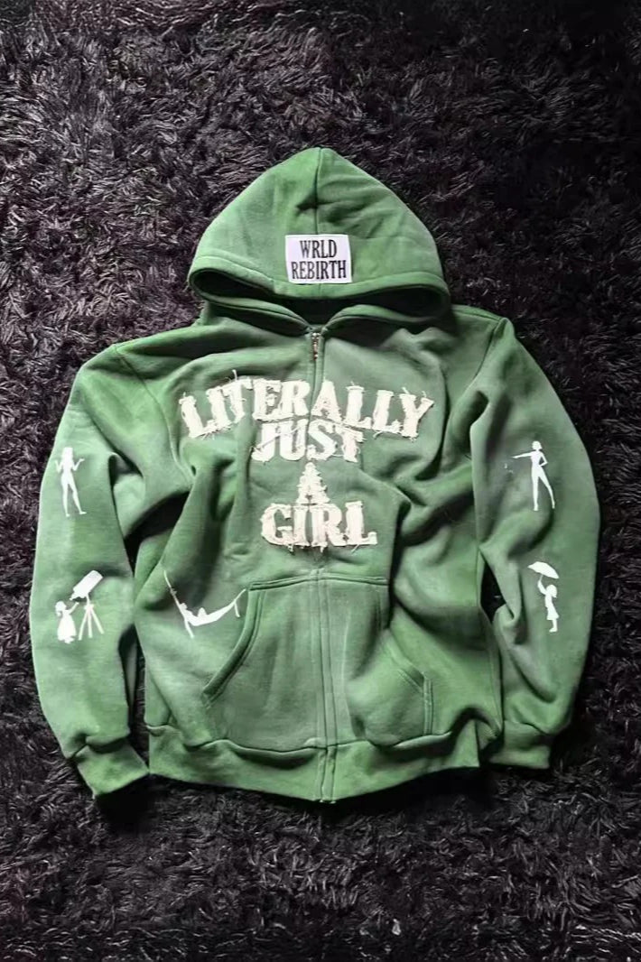 Street Style 3D Letter Zipper Hoodie Main image