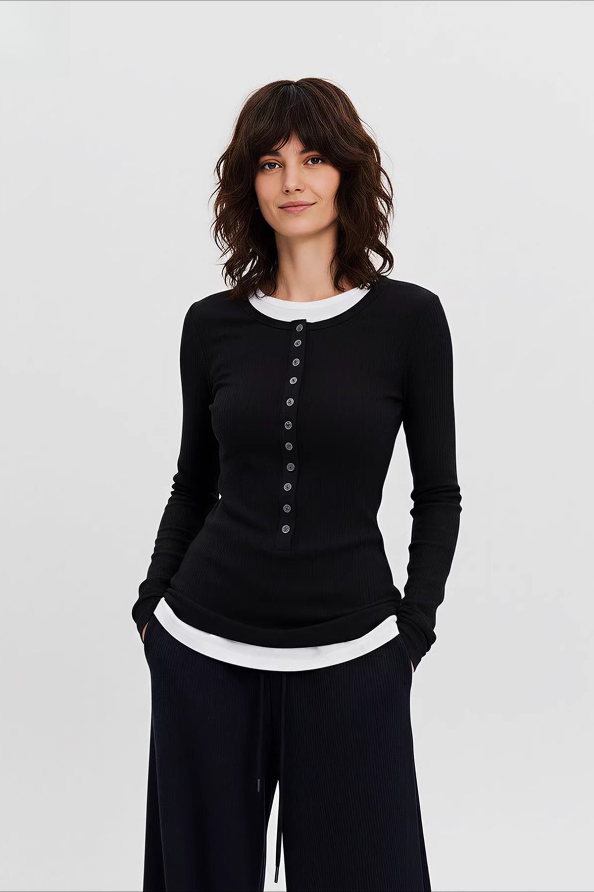 Retro Hooded Slim Fit Long Sleeve Top Secondary image