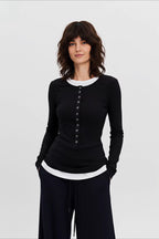 Retro Hooded Slim Fit Long Sleeve Top